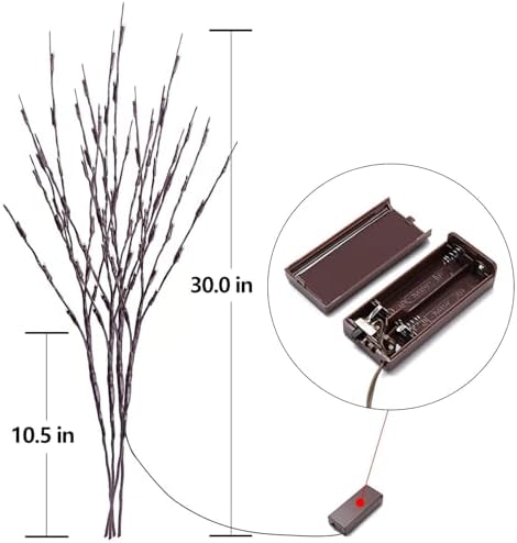 Twig Lights, 30 Inch 60 LED Lighted Branches for Vases