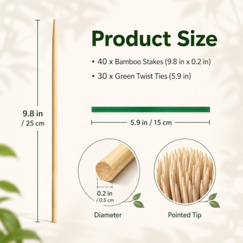 MAQIHAN Plant Stakes for Indoor Plants - 40PCS Plant Support Sticks, 9.8"