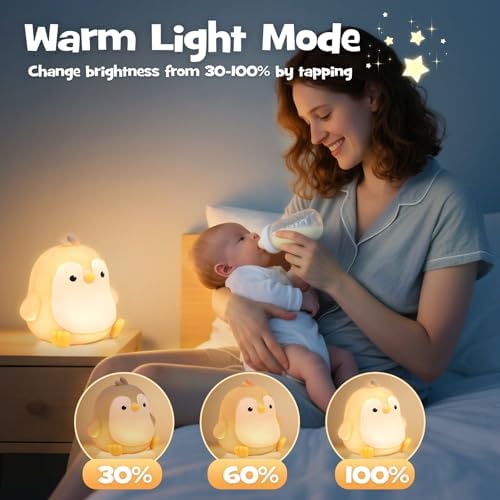 Cute Chubby Penguin Night Light RGB Rechargeable for Nursery Bedroom