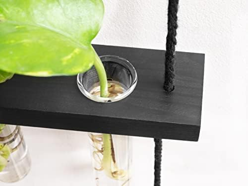 Mkono Plant Propagation Station, 3 Tier Black Wall Hanging Vase Test Tubes