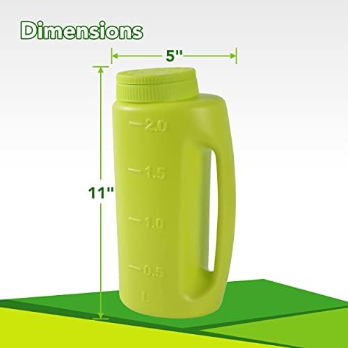 (2-Set) Multipurpose 2L Handheld Spreaders (Blue and Green) - Handheld Shakers for Seeds, Fertilizer, Salt, and More - With an Adjustable Dial for 7 Opening Modes - Includes 2 Scoops (Green)