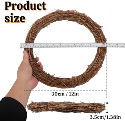 6 Pcs 12 Inch Natural Grapevine Wreath, Natural Rattan Wreath,Hand-Woven 12 Inch Vine Branch Wreaths, Perfect for DIY Crafts, Christmas Decorations, and Wedding Supplies