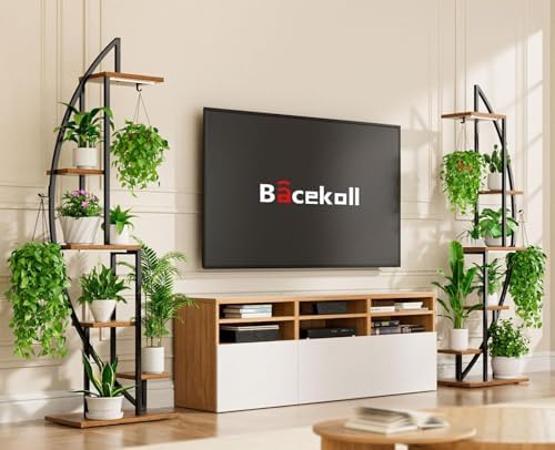 BACEKOLL Plant Stand with Grow Light, 2 Pack Tall Indoor Plant Shelf 6 Tier