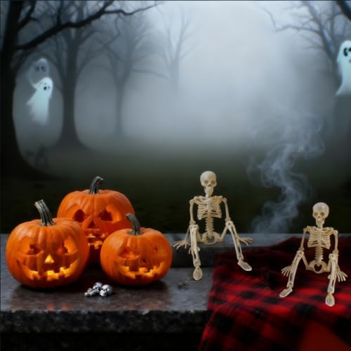 Mini Skeletons 20 Pcs Figurines Halloween Plastic Toy Bulk