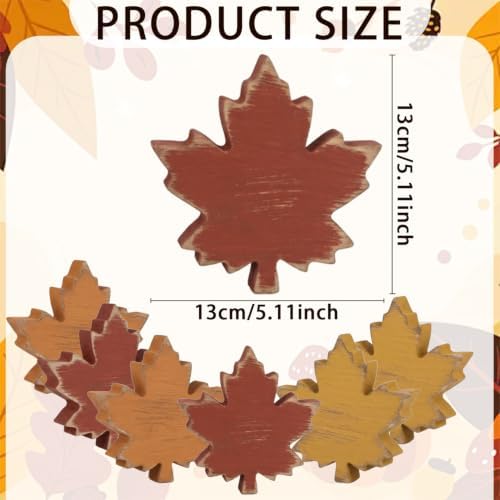 Wooden Leaves Fall Decor, 6pcs Fall Decorations for Home