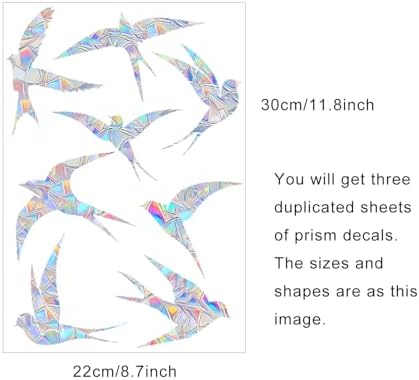 Swallow Prism Window Collision Clings for Bird Strikes, 24 Pieces