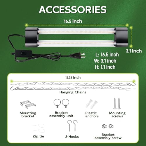 Hlite LED Grow Light 16 inch, Hanging Full Spectrum Linkable 2 Pack