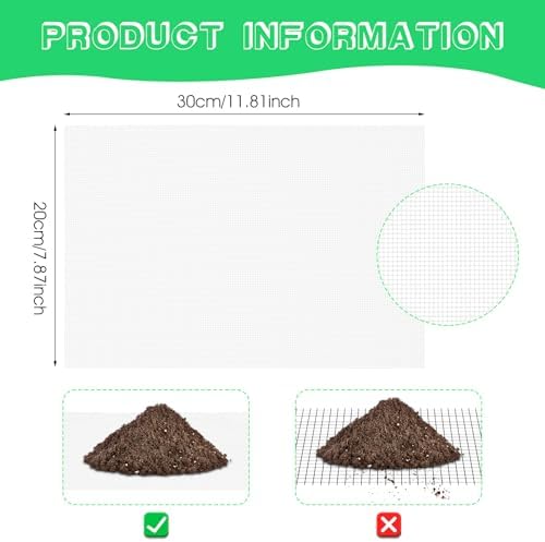 Ouligay 10pcs 11.8 X 7.8inch Flower Pot Hole Mesh Pad, Plastic Mesh Sheet, Keep Soil from Flowing Away,Bonsai DIY Drainage Netting Pot Bottom Grid Mat, White