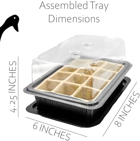 Seed Starter Trays, 12-Cell Kit with Humidity Dome, Reusable Seedling Germinating Plant Trays, 8 x 6 inches (3)