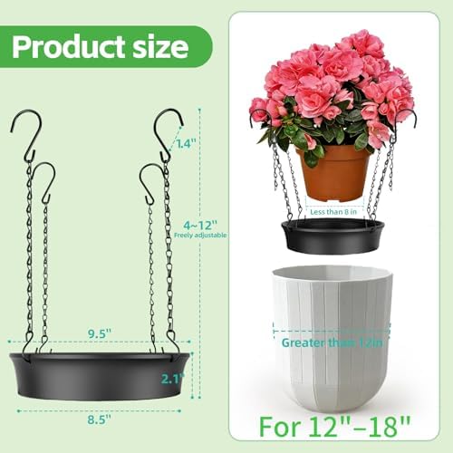 Adjustable Planter Inserts for Large Pots, Made of Thickened PP Material. They Can Be Used as a Substitute for Plant Risers for Inside Pots. Used to Reduce Soil Filling (1, medium size for 12"-18")