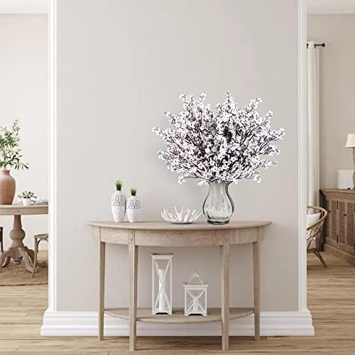 Sggvecsy 10 Pcs Babys Breath Artificial Flowers Gypsophila Bouquets Bulk Real Touch Fake Silk Flowers for Home Wedding DIY Floral Arrangement Kitchen Table Centerpiece Festival Decoration (White)