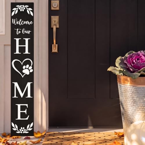 Welcome Sign Porch Decor Front Door Outdoor Wooden Board, Rustic Farmhouse