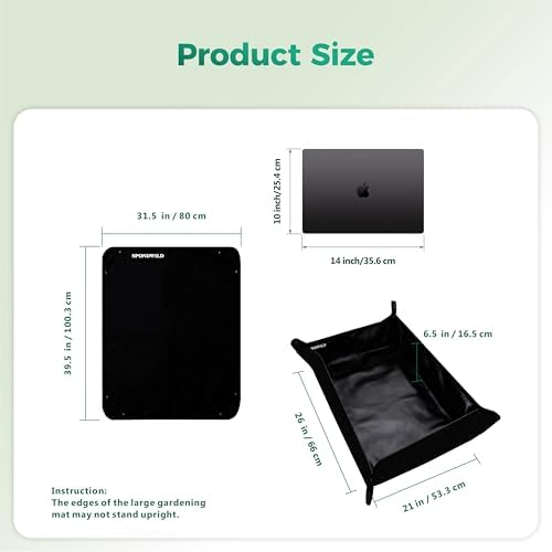 39.5"x31.5" Plant Transplanting Mat - Thickened Waterproof Potting Mat, Succulent Gardening Mat, Portable Repotting Mat for Mess Control (PVC-Black)