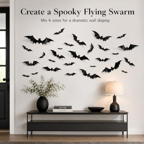 120pcs Bats Wall Halloween Decorations Indoor, Bats Wall Decor Stickers