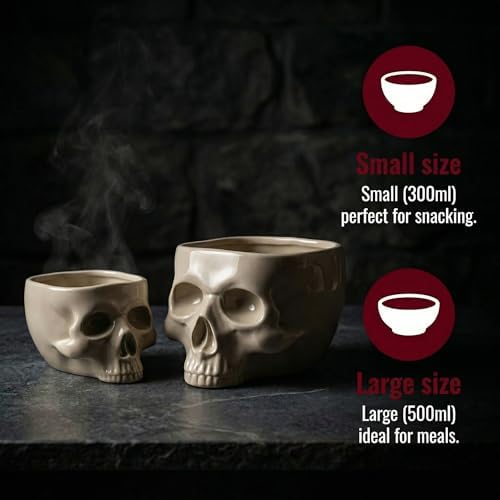 Gothic Skull Bowl 10oz Ceramic Food-Safe MW/DW Safe Halloween Candy