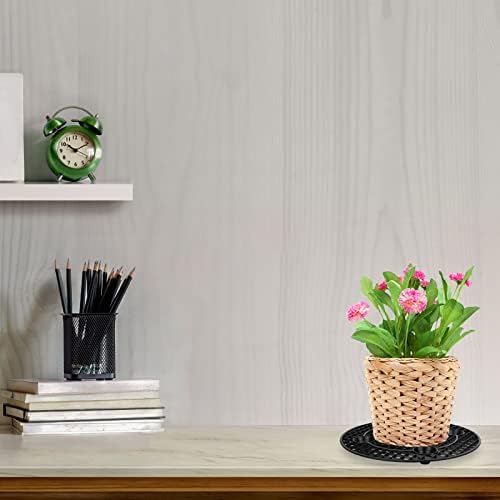 4 Pcs Plant Pot Elevator Heavy Duty Platic Stand Black Round Flower Holder