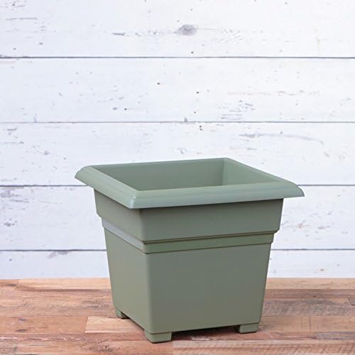 Root & Vessel Countryside Square Tub Planter, Sage, 18-Inch