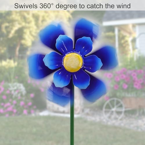 Metal Flower Wind Spinner Lawn Stakes Yard Art, Garden Iron Handicrafts