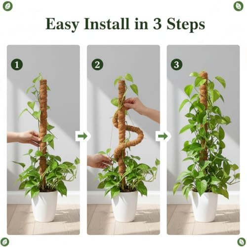 Bendable 28 Inches Moss Pole - 2 Pack Monstera Plant Support Stakes