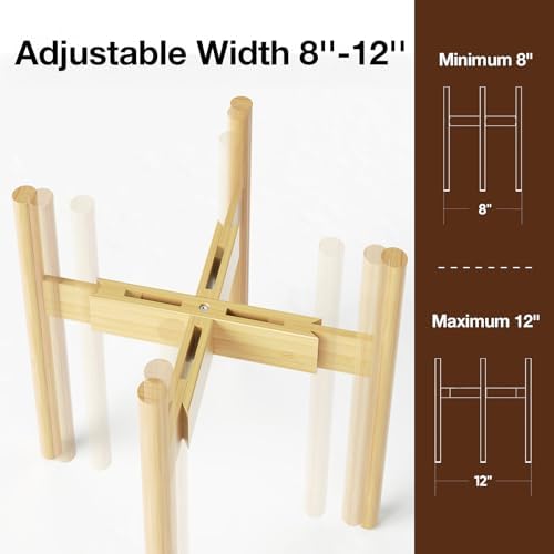 MUDEELA Plant Stand for Indoor, Bamboo Material, Natural, 14.5 Inch Tall