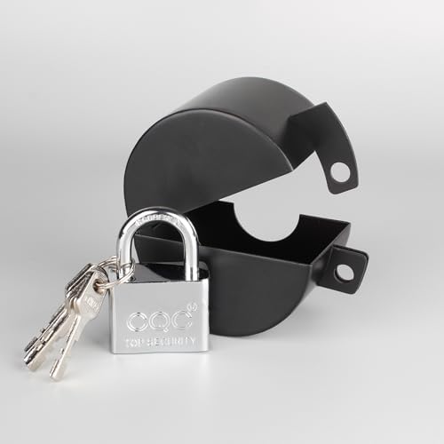 Outdoor Faucet Lock Cover with Padlock Water Spigot Lock Gate Valve Lockout Device Hose Bib Lock Childproof Exterior Faucet Locks, Stop Unauthorized Water Use,Black