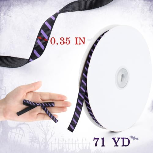 Halloween Ribbon for Crafts Black and Purple Grosgrain 71 Yard