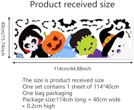 44.88 x 15.75 Inch Large Halloween Door Sticker Green Monster Wall Decal