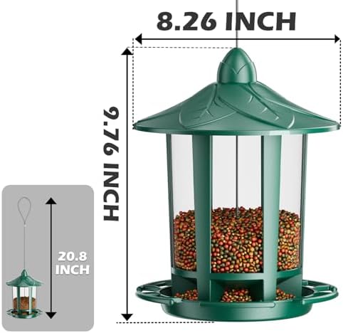 Birdream 2 Pack Bird Feeders for Outdoor Hanging, Assembly Required, 1-Min Easy Setup, Charming Castle Design, Attracting Cardinals Chickadees Goldfinches & Sparrows - Green