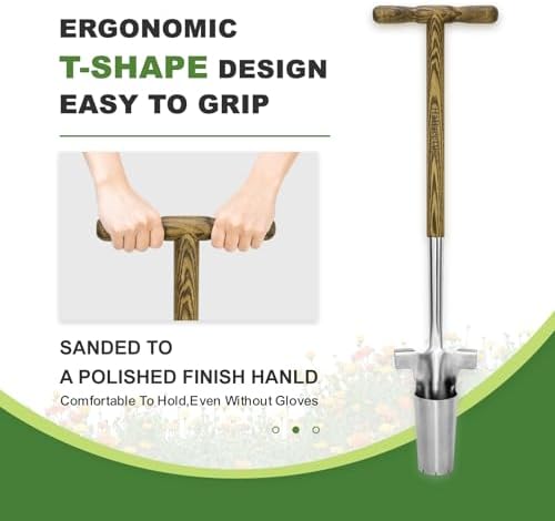 Haliaeetus Long Handle Bulb Planter Tool, 37'' Stainless Steel Bulb Planter