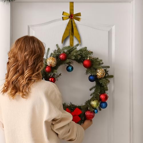 2-Pack Metal Bow-Shaped Christmas Wreath Hangers for Front Door