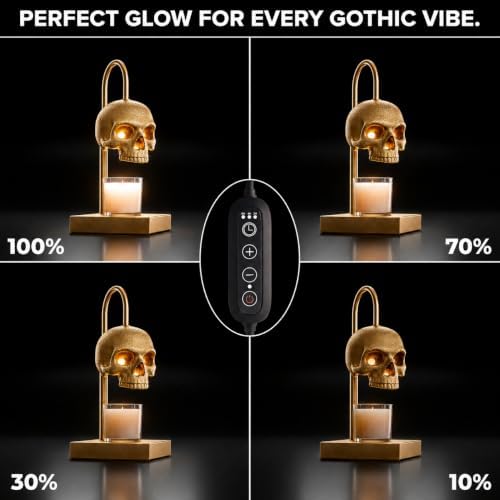Nomnu Skull Candle Warmer Lamp with Timer and Dimmer, Golden Gothic Decor