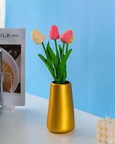 Simple Boho Ceramic Flower Vase for Home Decor (Gold,Small)