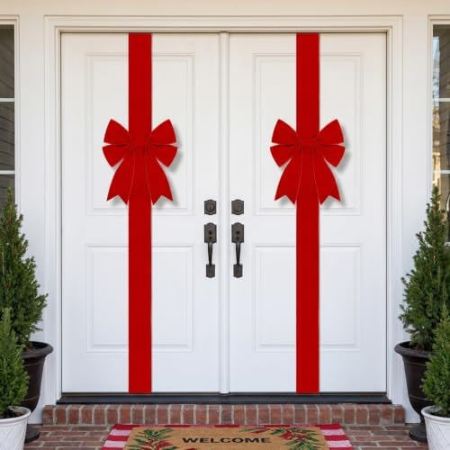173" Extra Large Christmas Front Door Warpping Bow, Giant Xmas Velvet Bow