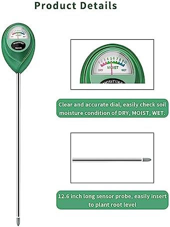 Censinda Soil Moisture Meter, Long Probe Soil Moisture Monitor for House Plants, Soil Hygrometer Moisture Sensor for Indoor & Outdoor, Garden, Farm, Lawn Plant Care, No Battery Needed(Green)