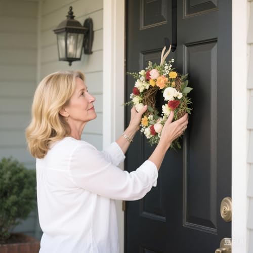 Sattiyrch 15" Wreath Hanger for Front Door, Over the Door Wreath Hook