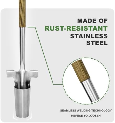 Haliaeetus Long Handle Bulb Planter Tool, 37'' Stainless Steel Bulb Planter