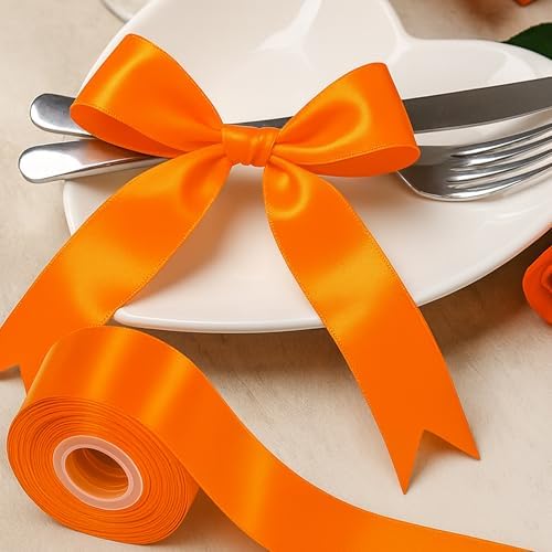 1 1/2 in 30 Yards Orange Ribbon for Gift Wrapping Thanksgiving Halloween