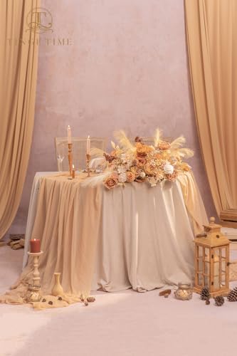 TINGE TIME Artificial Wedding Flower Combo, Rose Peony Boho Nude Coffee