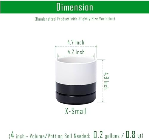 D'vine Dev 4.7 Inch Ceramic Planter Pot, Black White Two Tone, 94-O-B-L