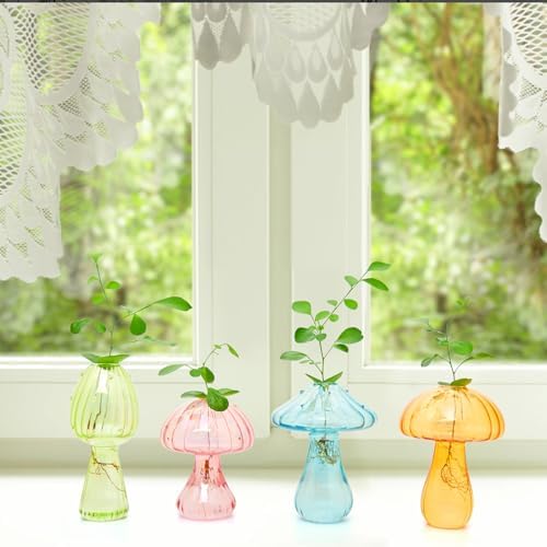 XXXFLOWER Glass Mushroom Vase Propagation Planter Window Plant