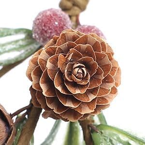 Christmas Artificial Mistletoe Ornament with Red Bow Snowy Red Berries Christmas Hanging Mistletoe Decorations Bouquet Floral Natural Pine Cones Holiday Decoration Ornament Bouquet