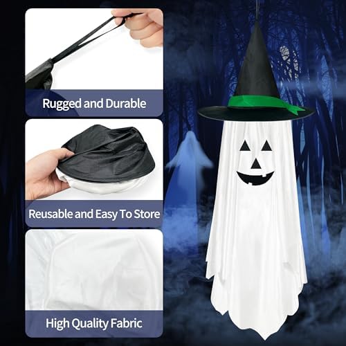 2 Pack Halloween Hanging Ghosts Decorations for Outdoor Garden Trees Porch