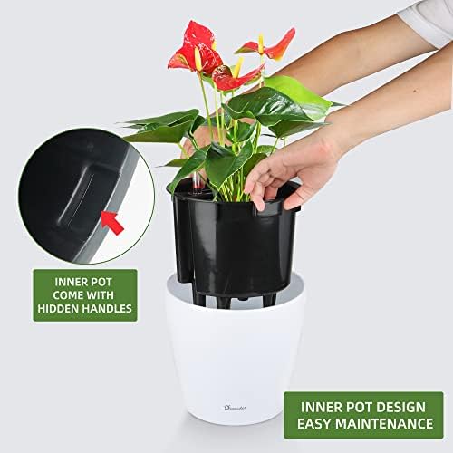 Dexceder 11x10 Self Watering Planter (White High Gloss)