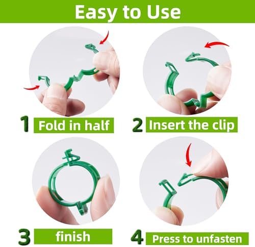 CIQIYO® 300 Pcs Plant Support Clips,Plastic Clips for Securing Plants,Tomato Vine Clips,Plant Fixing Clips,Garden Clips for Climbing Plants,Grape and Vine Vegetables (300, Green)