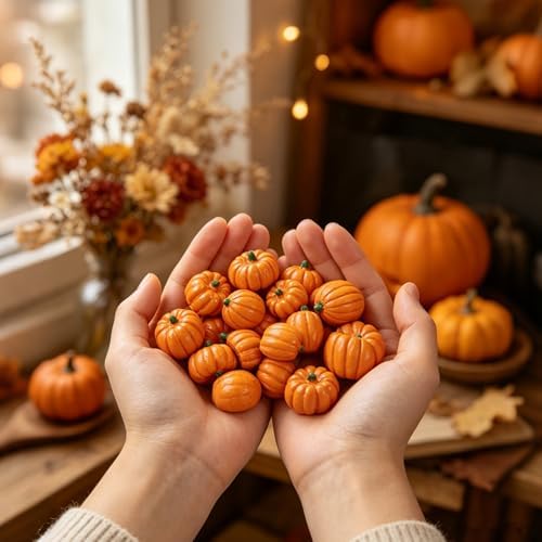 winemana 80Pcs Mini Pumpkins for Crafts, Fall Decorations for Home, Orange