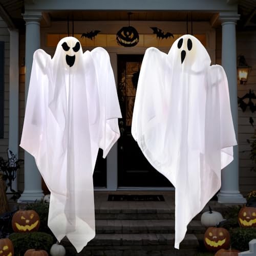 JOYIN 2 PCS 27.5" Halloween Decorations Hanging Ghosts Outdoor, Halloween Flying Ghosts Decor for Tree Front Yard Patio Lawn Garden Party Supplies and Holiday Decorations