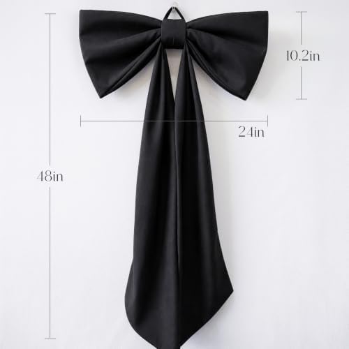 Halloween Decor - 48" x 24" Giant Black Bow for Front Door Wall Mantle