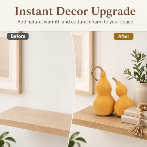 DECHOUS 2Pcs Natural Gourd Decor Chinese Wu Lou Sculpture Feng Shui Decor for Home Desktop Decoration DIY Crafts, Gourd Height About 9-14cm