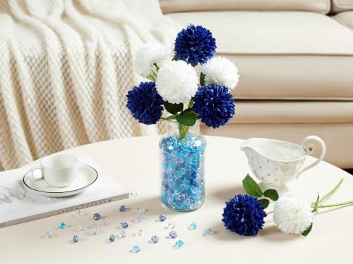 YATOJUZI 500PCS Acrylic Vase Filler Gradient Blue Decorations Deep Blue Fake Ice Cubes Crushed Rocks Plastic Diamonds Gems for DIY Party Centerpiece Table Scatter Display 0.5"
