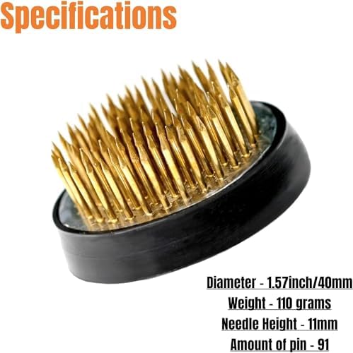 Japanese Ikebana Vase Kit, Flower Shallow Container Ceramics Ikebana Vase with 1.57inch Flower Frog and Floral Frog Floristry Kenzan Needle Straightening Tool (Frosted Bowl A with Spots)
